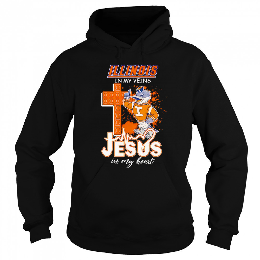 Illinois in my veins Jesus in my heart mascot shirt Sweatshirt