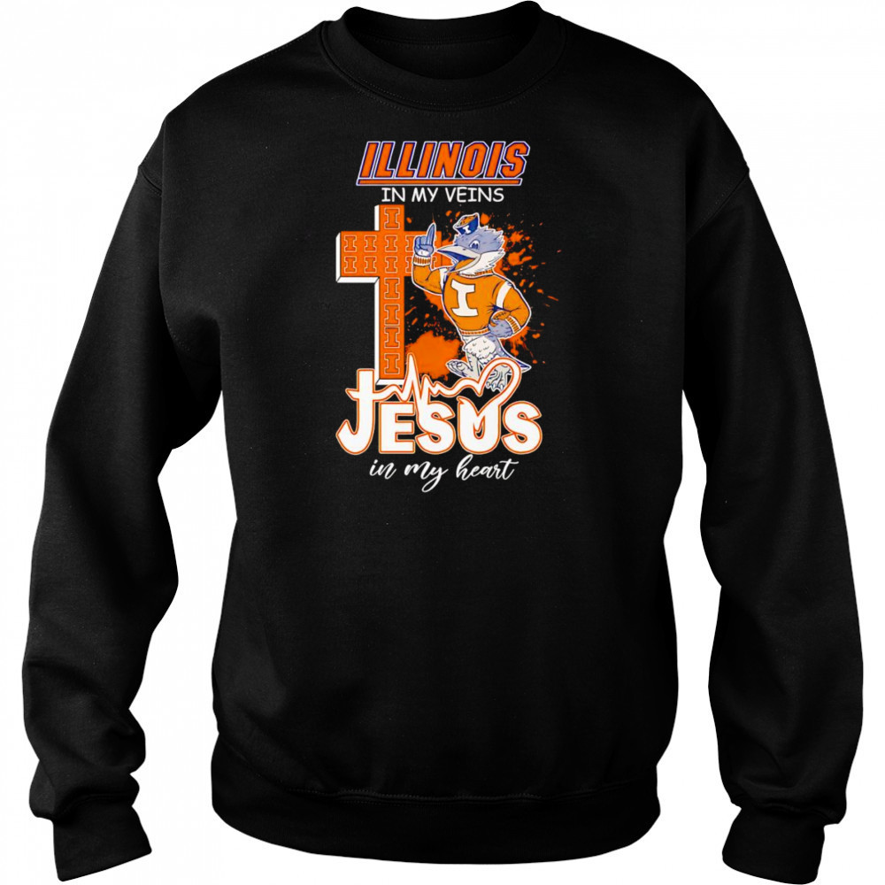 Illinois in my veins Jesus in my heart mascot shirt Hoodie
