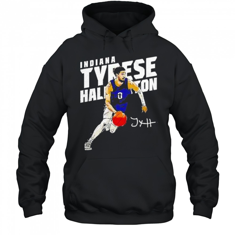 Indiana Pacers Tyrese Haliburton Basketball Player Slant Graphic Shirt Hoodie