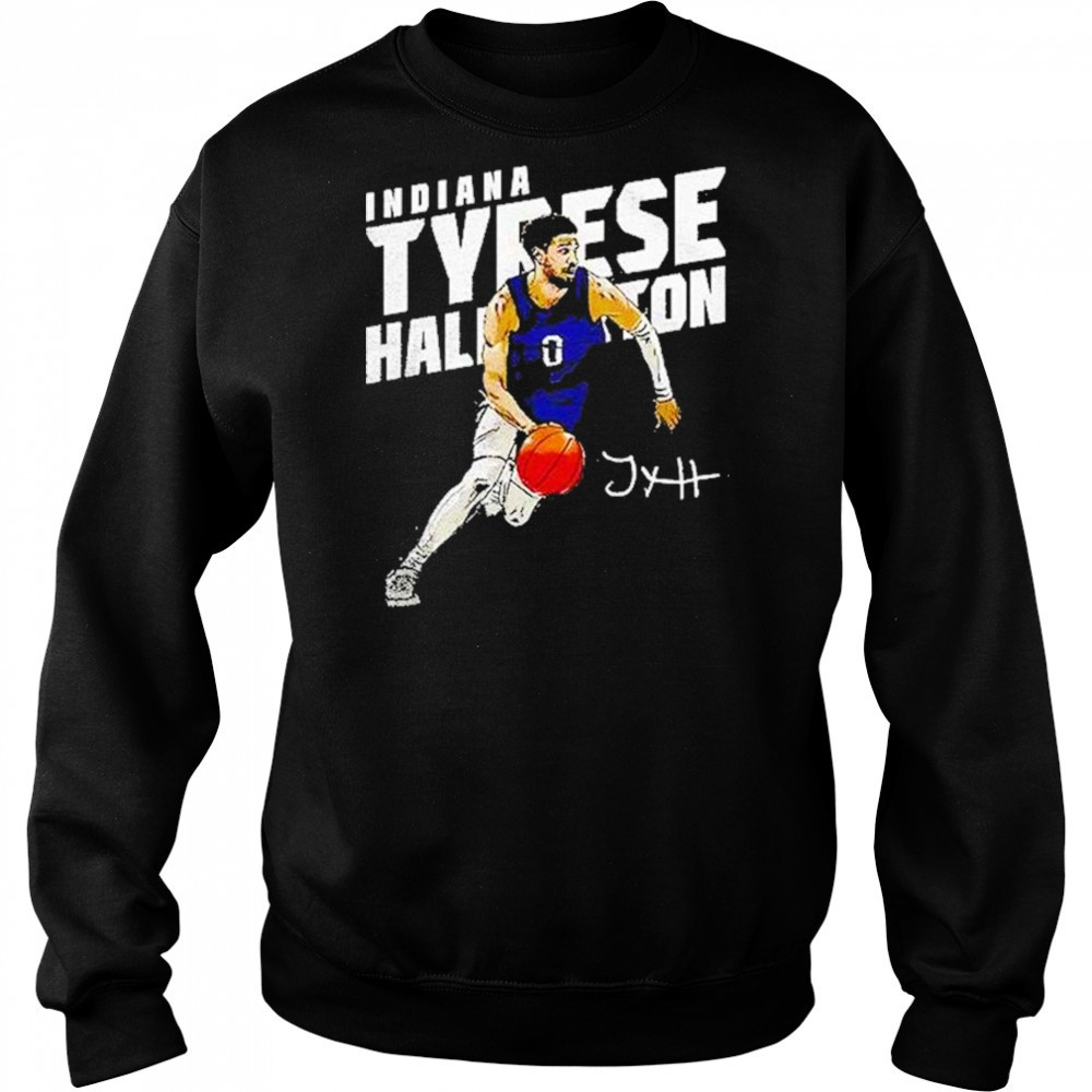 Indiana Pacers Tyrese Haliburton Basketball Player Slant Graphic Shirt Hoodie