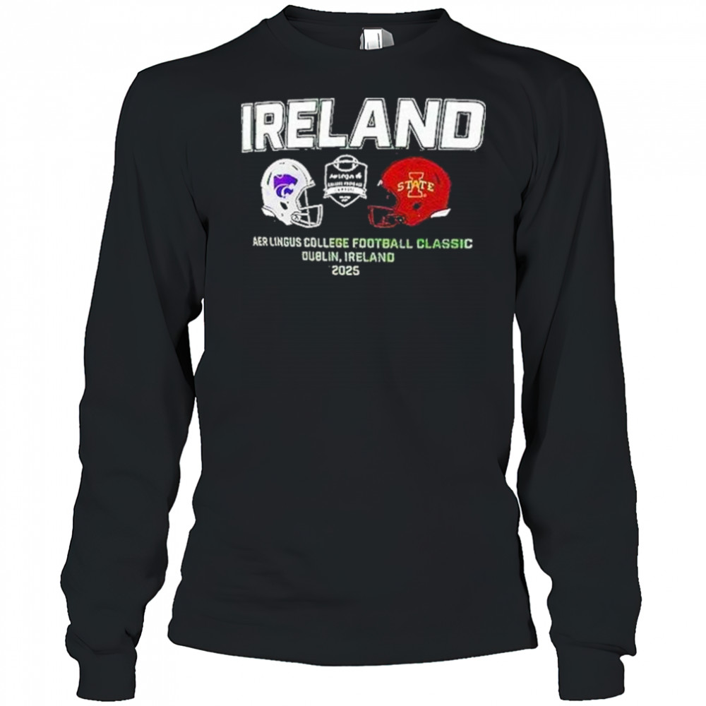 Kansas State Wildcats Vs Iowa State Cyclones Ireland Aer Lingus College Football 2025 Shirt Long Sleeved