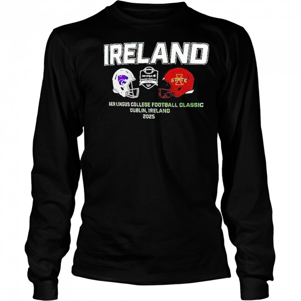 Kansas State Wildcats Vs Iowa State Cyclones Ireland Aer Lingus College Football 2025 Shirt Long Sleeved