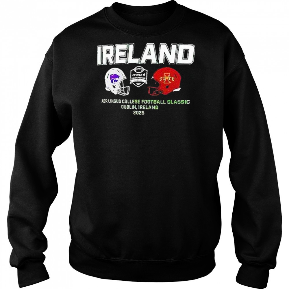 Kansas State Wildcats Vs Iowa State Cyclones Ireland Aer Lingus College Football 2025 Shirt Hoodie