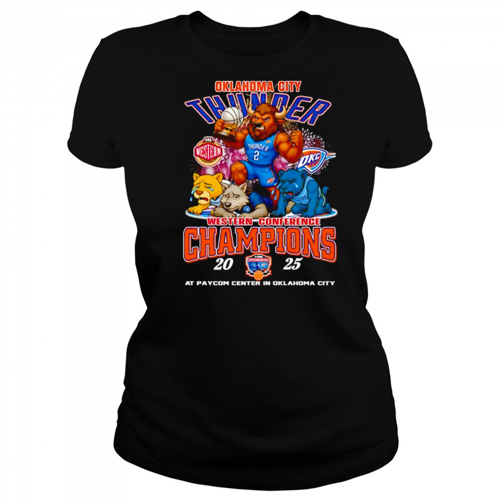 Mascot Oklahoma City Thunder Western Conference Champions 2025 at Paycom center shirt Women's T-shirt