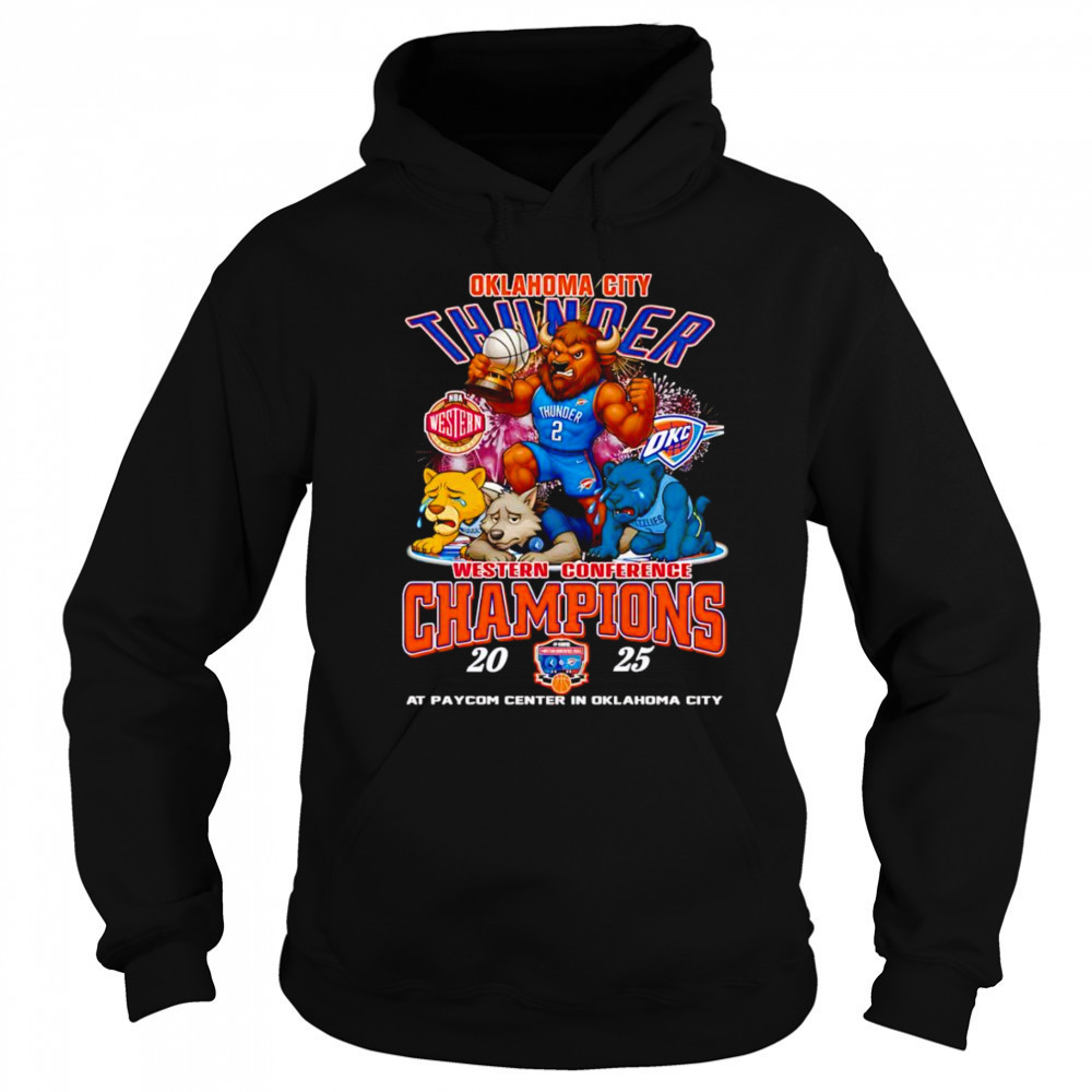 Mascot Oklahoma City Thunder Western Conference Champions 2025 at Paycom center shirt Sweatshirt