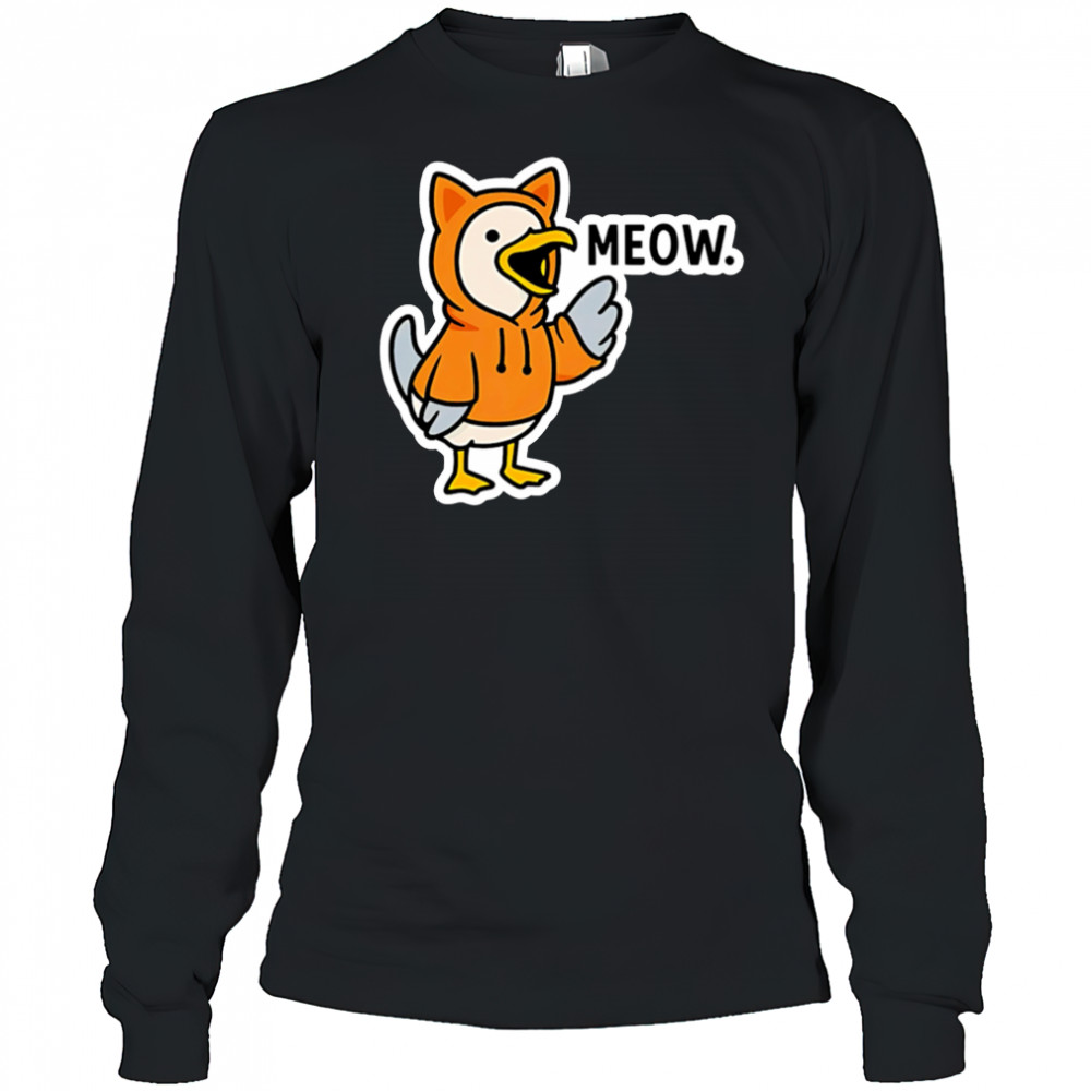 Meowing seagull cat meme shirt Long Sleeved