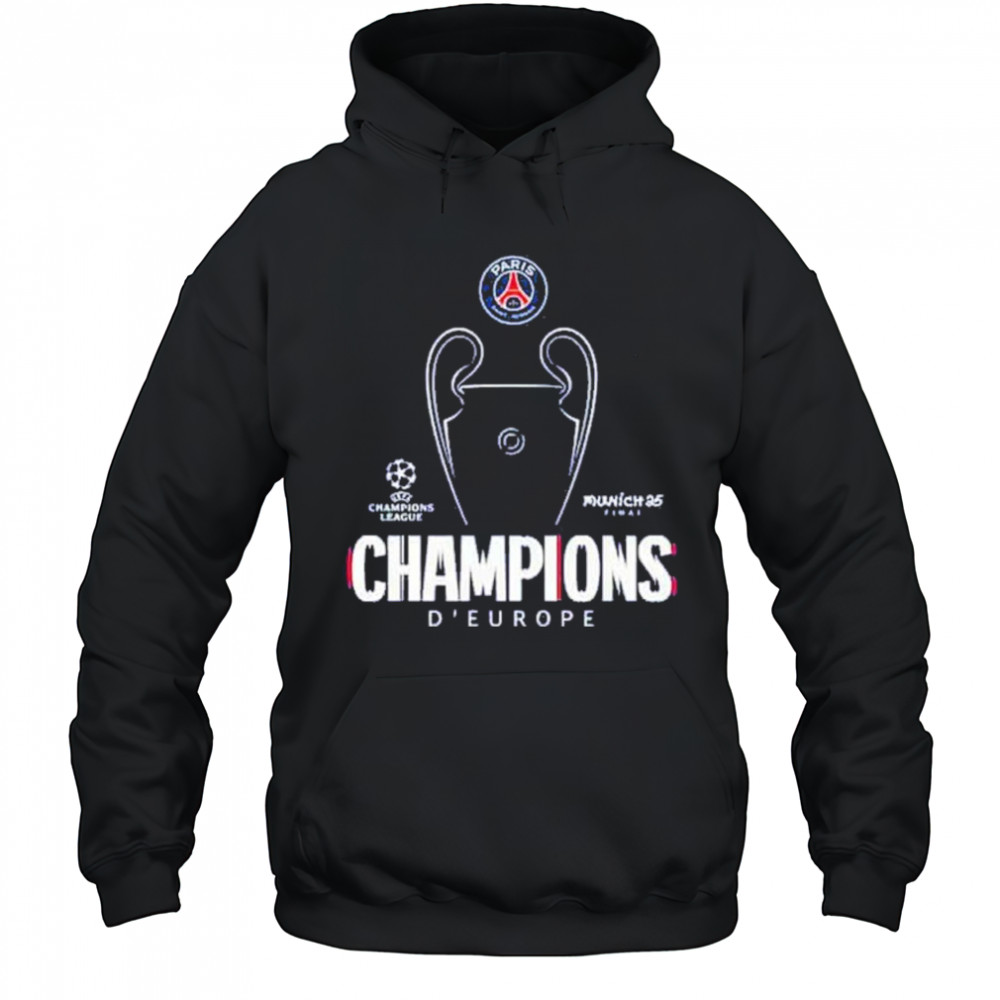 Munich 25 Final PSG UCL Champions 2025 Trophy Outline Graphic T-Shirt Hoodie
