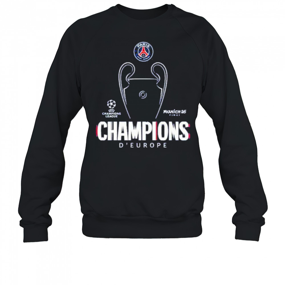 Munich 25 Final PSG UCL Champions 2025 Trophy Outline Graphic T-Shirt Sweatshirt