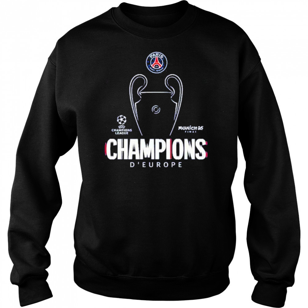Munich 25 Final PSG UCL Champions 2025 Trophy Outline Graphic T-Shirt Hoodie
