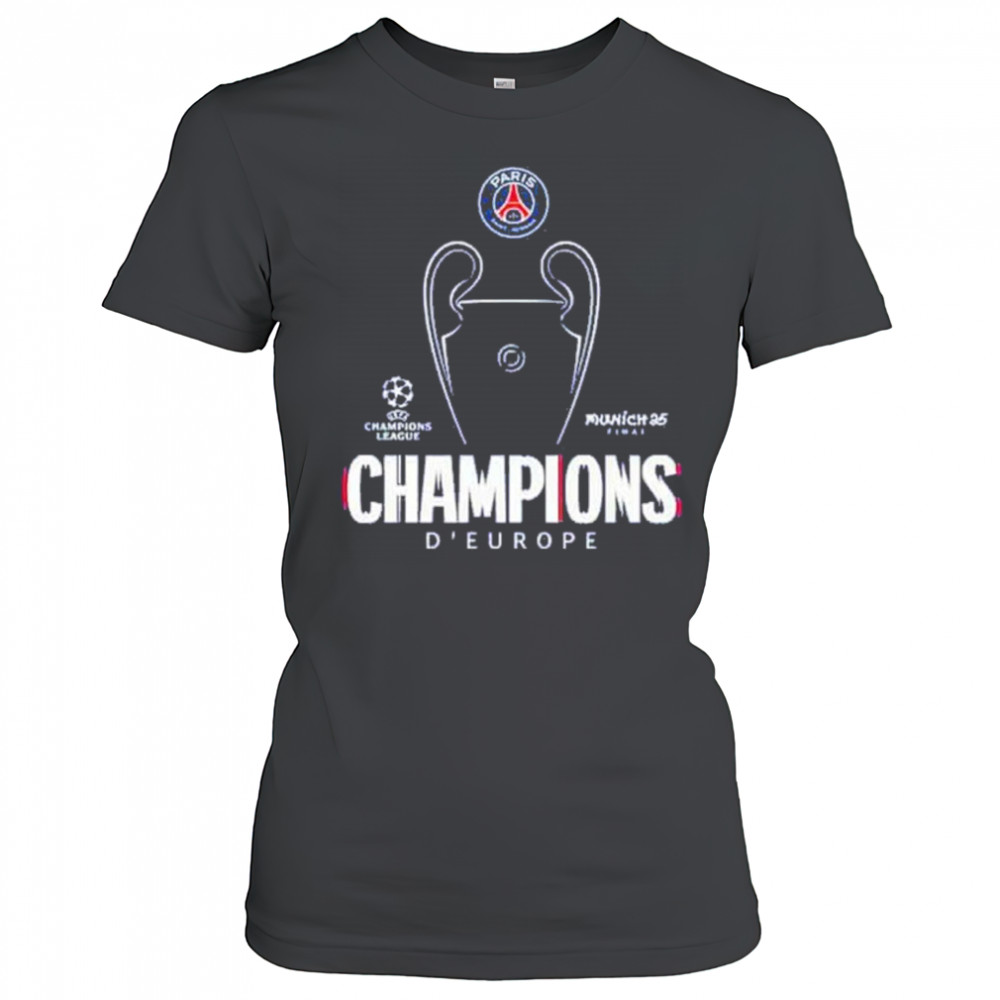 Munich 25 Final PSG UCL Champions 2025 Trophy Outline Graphic T-Shirt Women's T-shirt