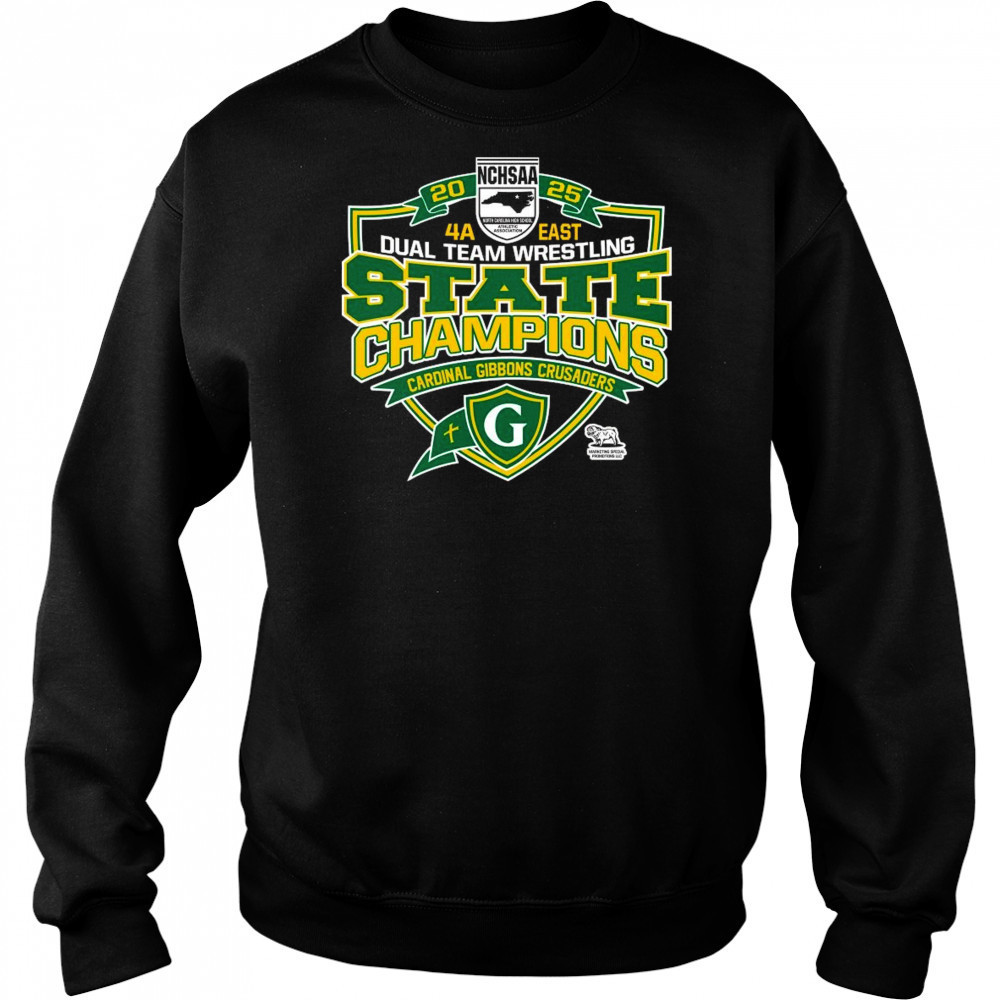 NCHSAA 4A East Dual Team Wrestling Champions Cardinal Gibbons Crusaders Shirt Hoodie