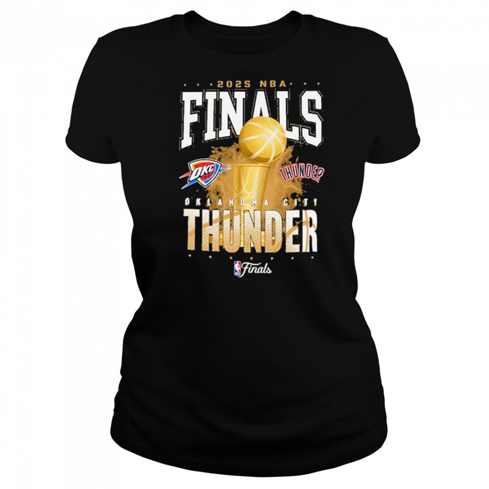 New Era Oklahoma City Thunder Black 2025 Finals Participant shirt Women's T-shirt