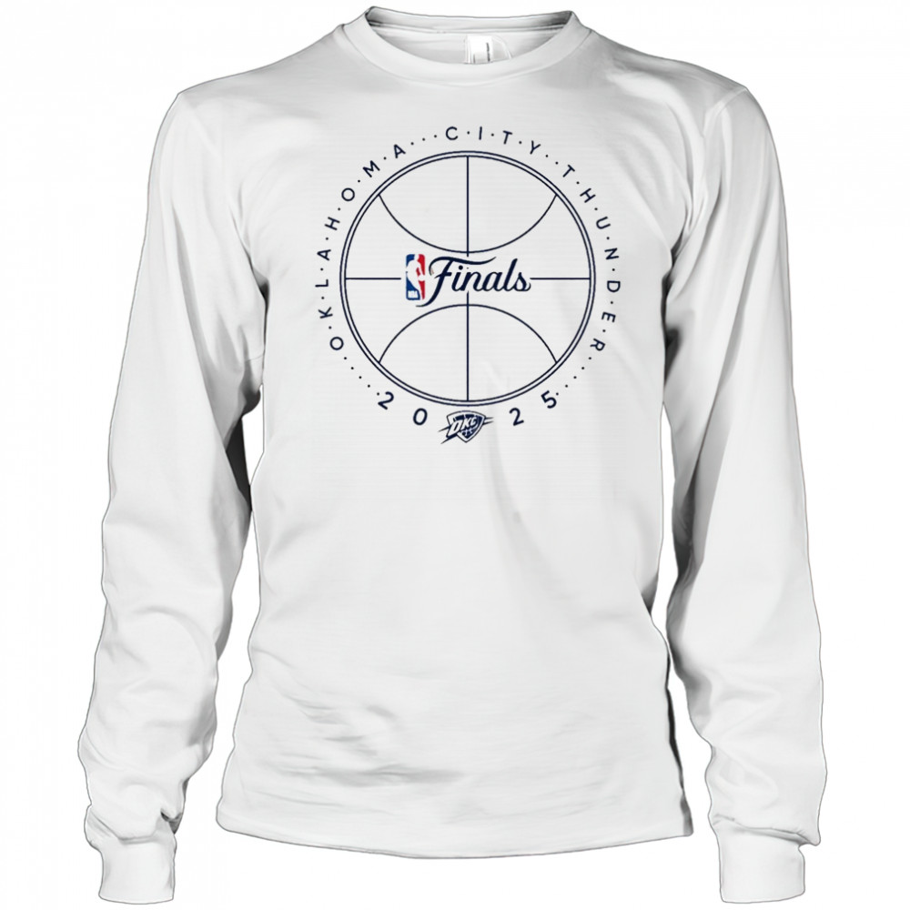 OKC THUNDER 2025 NBA FINALS BASKETBALL OUTLINE T-SHIRT Long Sleeved