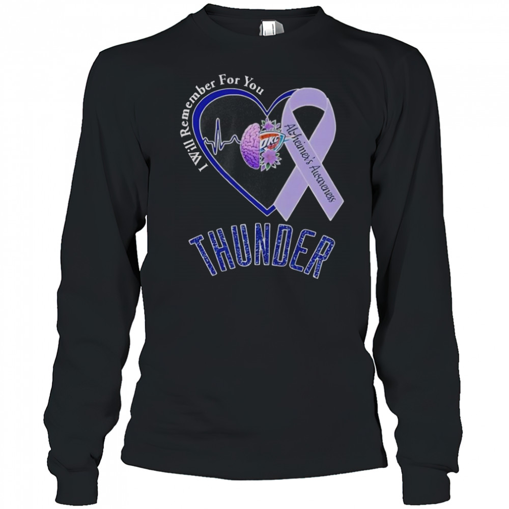 OKC Thunder I Will Remember For You Alzheimer’s Awareness Ribbon T-Shirt Long Sleeved