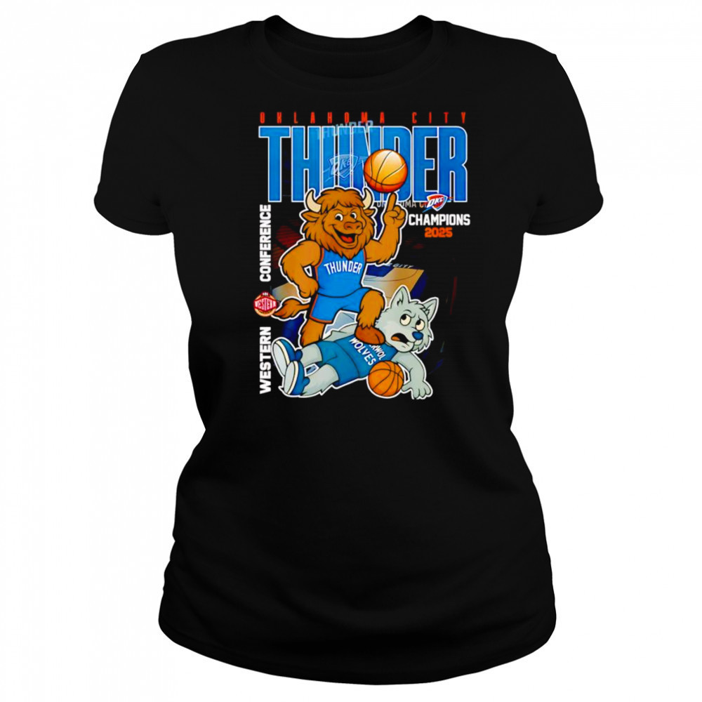 Oklahoma City Thunder Champions 2025 Western Conference mascot shirt Women's T-shirt