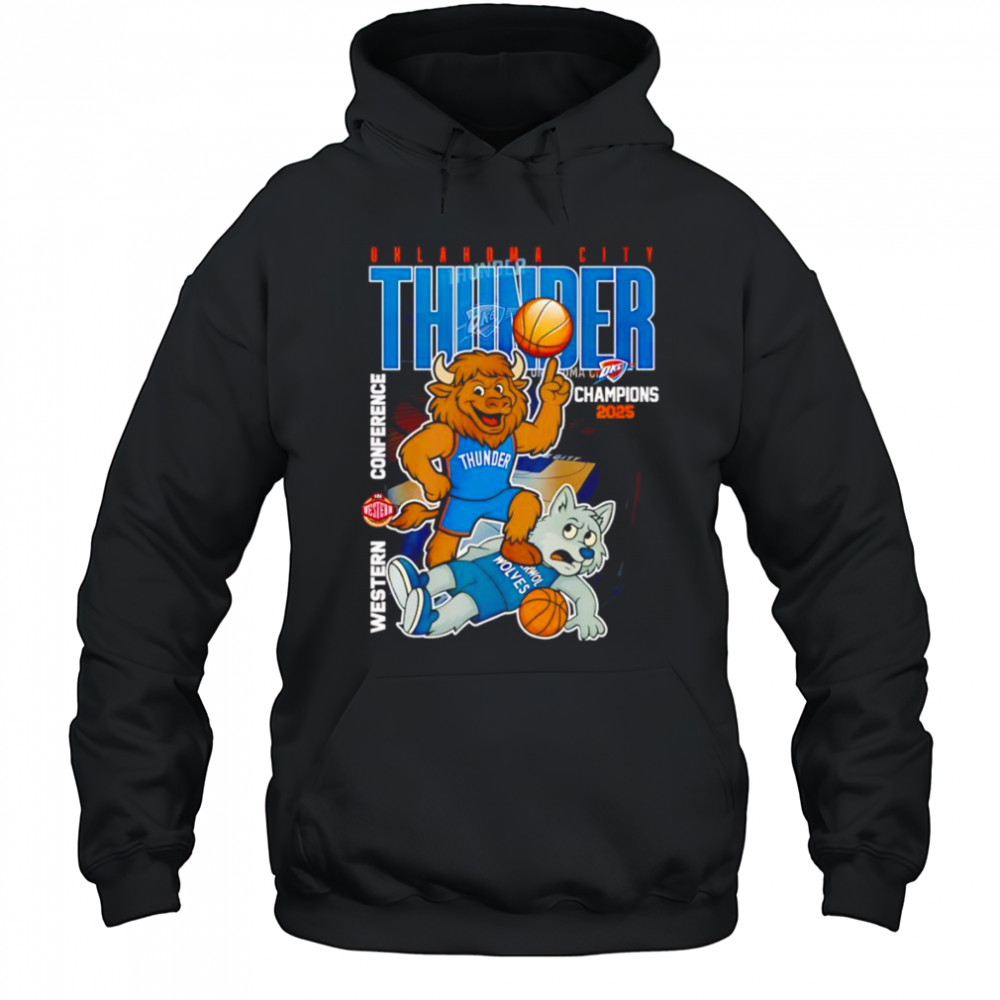 Oklahoma City Thunder Champions 2025 Western Conference mascot shirt Hoodie