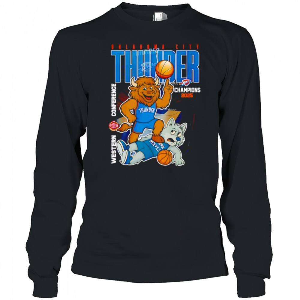 Oklahoma City Thunder Champions 2025 Western Conference mascot shirt Long Sleeved