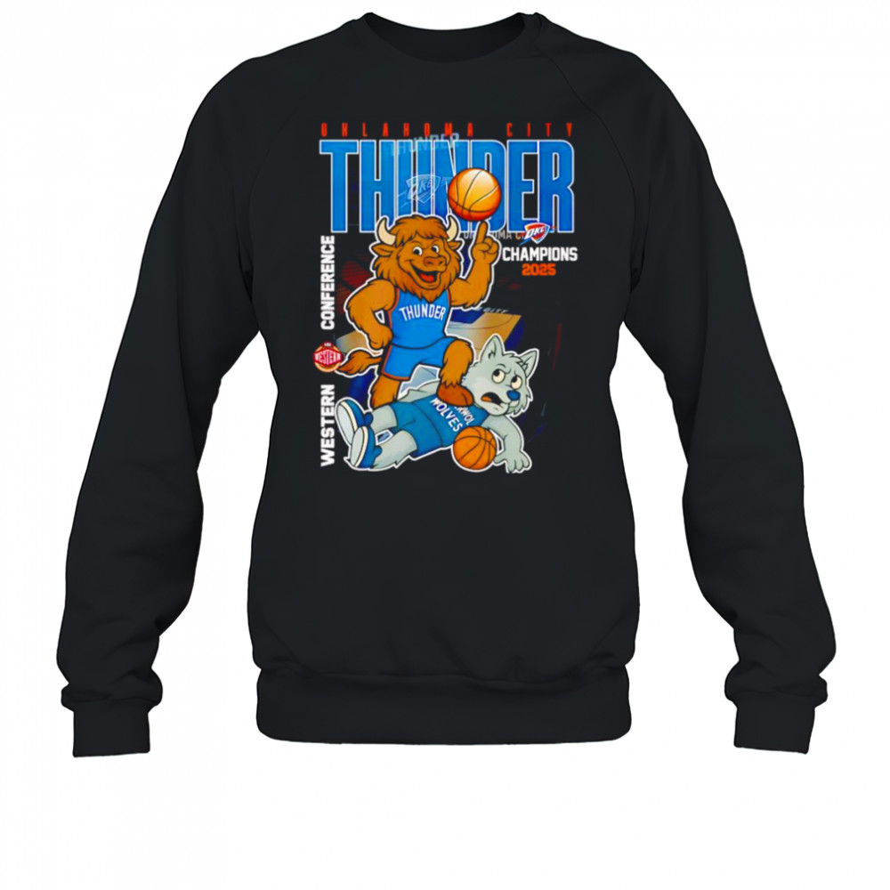 Oklahoma City Thunder Champions 2025 Western Conference mascot shirt Sweatshirt