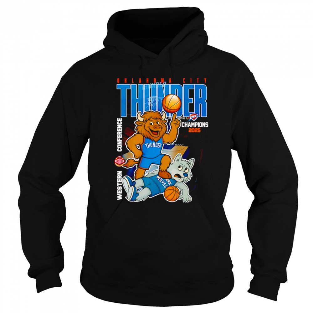 Oklahoma City Thunder Champions 2025 Western Conference mascot shirt Sweatshirt
