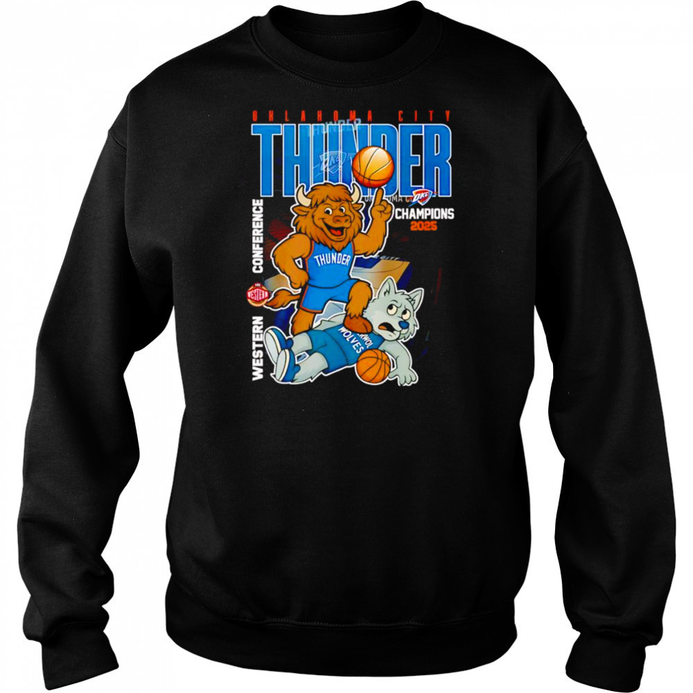 Oklahoma City Thunder Champions 2025 Western Conference mascot shirt Hoodie
