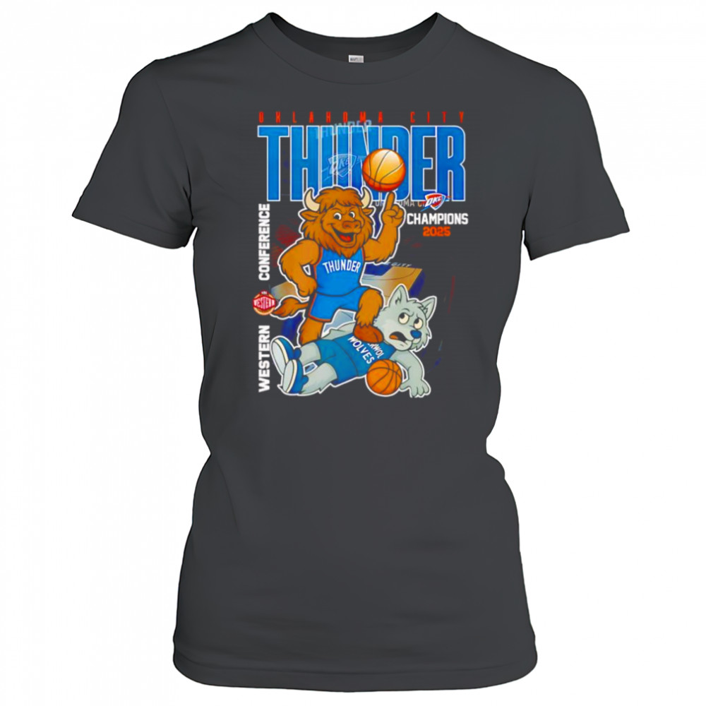 Oklahoma City Thunder Champions 2025 Western Conference mascot shirt Women's T-shirt