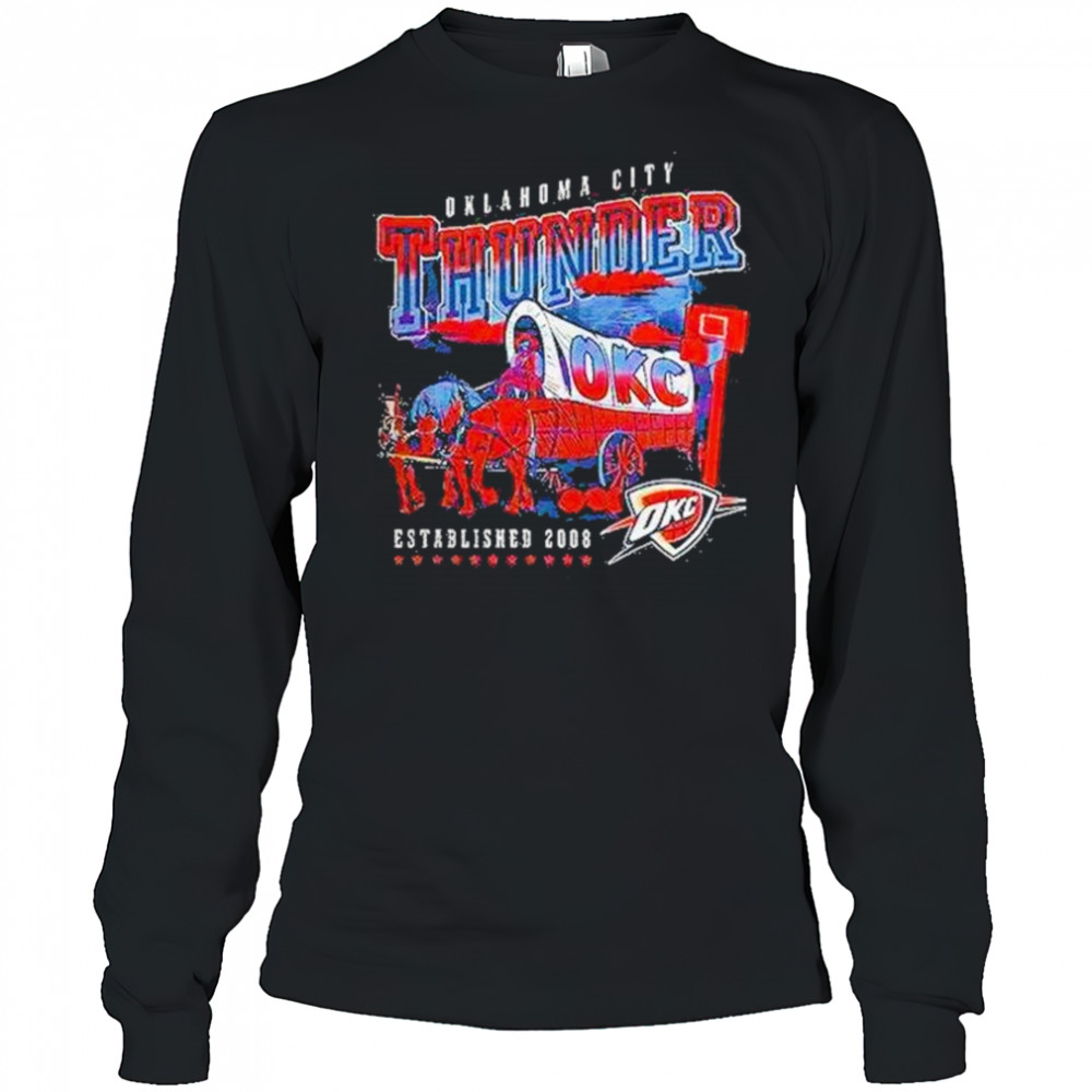 Oklahoma City Thunder Covered Wagon Western Basketball Style Shirt Long Sleeved
