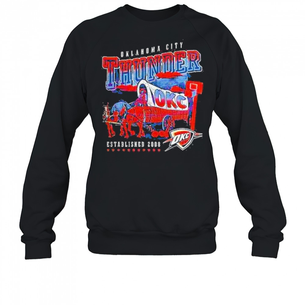 Oklahoma City Thunder Covered Wagon Western Basketball Style Shirt Sweatshirt