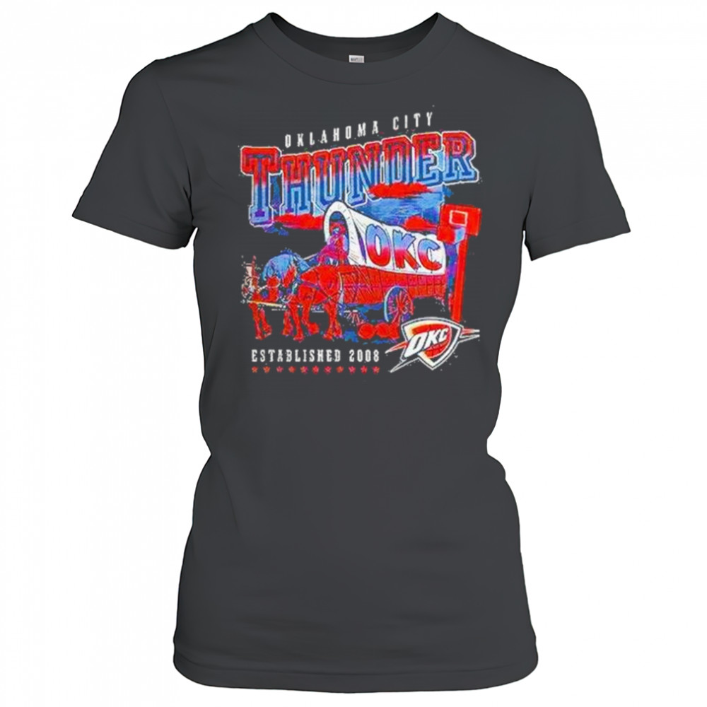 Oklahoma City Thunder Covered Wagon Western Basketball Style Shirt Women's T-shirt