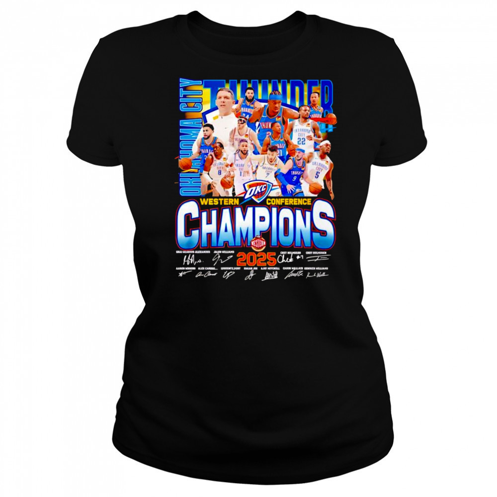 Oklahoma City Thunder Western Conference Champions 2025 signature shirt Women's T-shirt