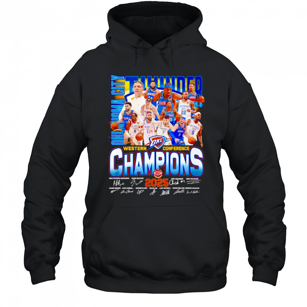 Oklahoma City Thunder Western Conference Champions 2025 signature shirt Hoodie