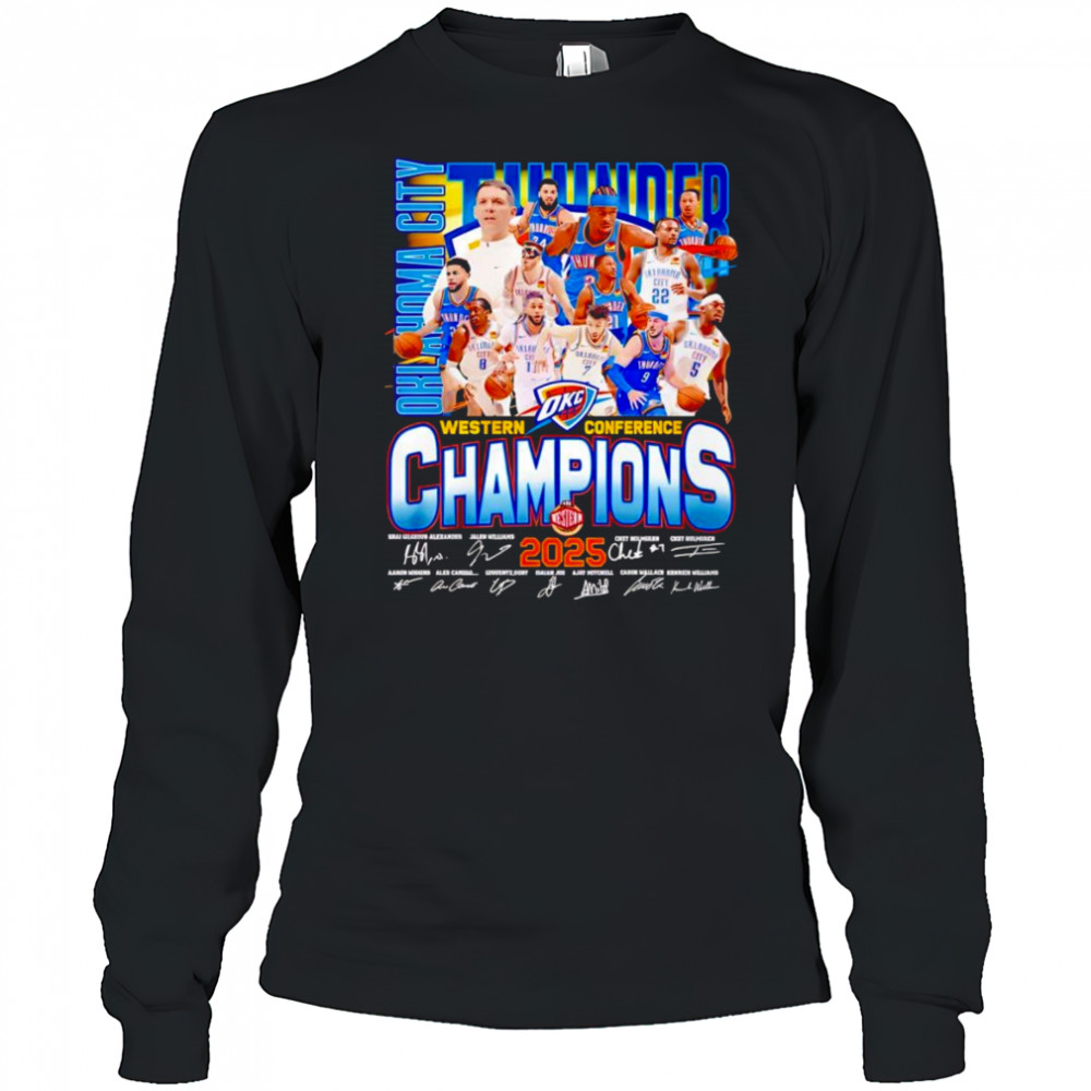Oklahoma City Thunder Western Conference Champions 2025 signature shirt Long Sleeved