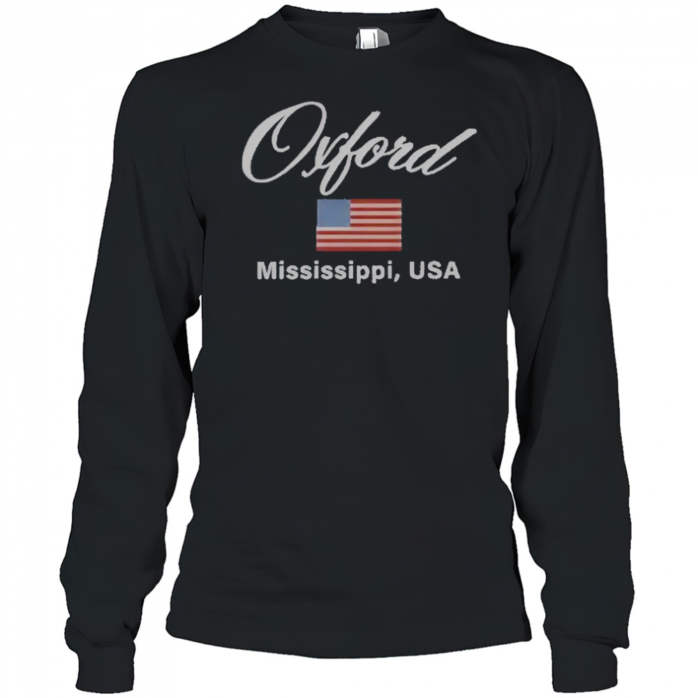Ole Miss Oxford Vintage Flag Embroidered T-Shirt Long Sleeved