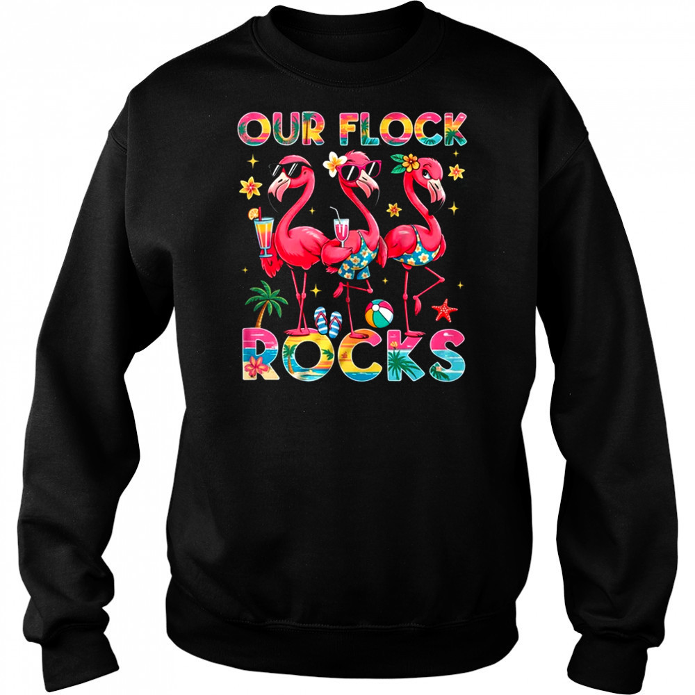 Our Flock Rocks Flamingo Summer Vacation Family Matching shirt Hoodie