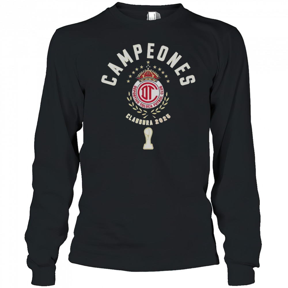 Playera Toluca Diablos Rojos Campeón Clausura 2025 T-Shirt Long Sleeved