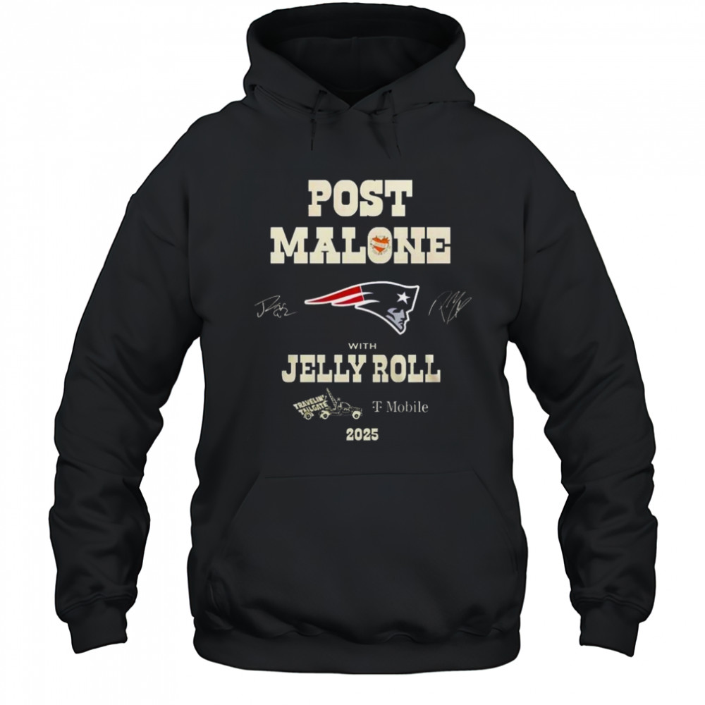 Post Malone With Jelly Roll Big Ass Stadium Tour 2025 New England Patriots Shirt Hoodie