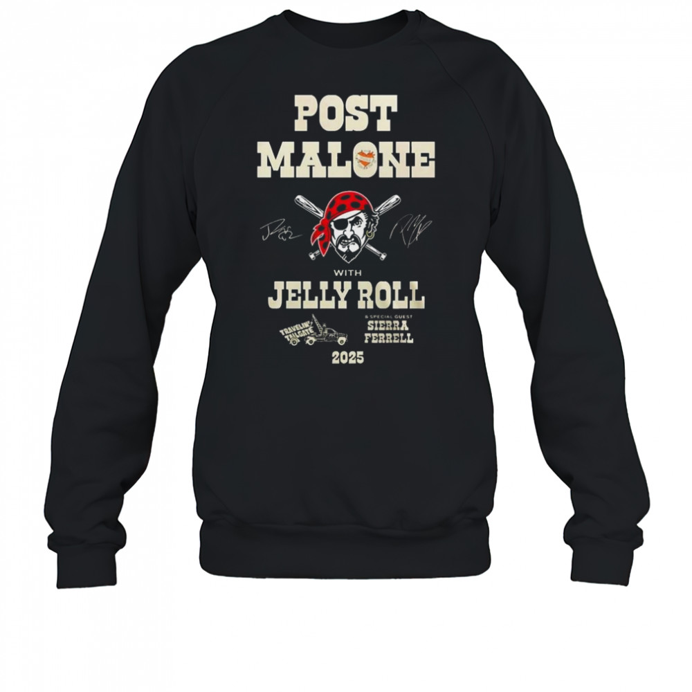Post Malone With Jelly Roll Big Ass Stadium Tour 2025 Pittsburgh Pirates Shirt Sweatshirt