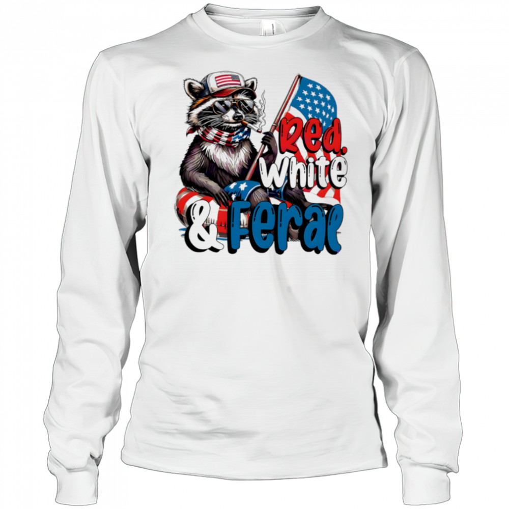 Red White And Feral Baby Raccoon shirt Long Sleeved