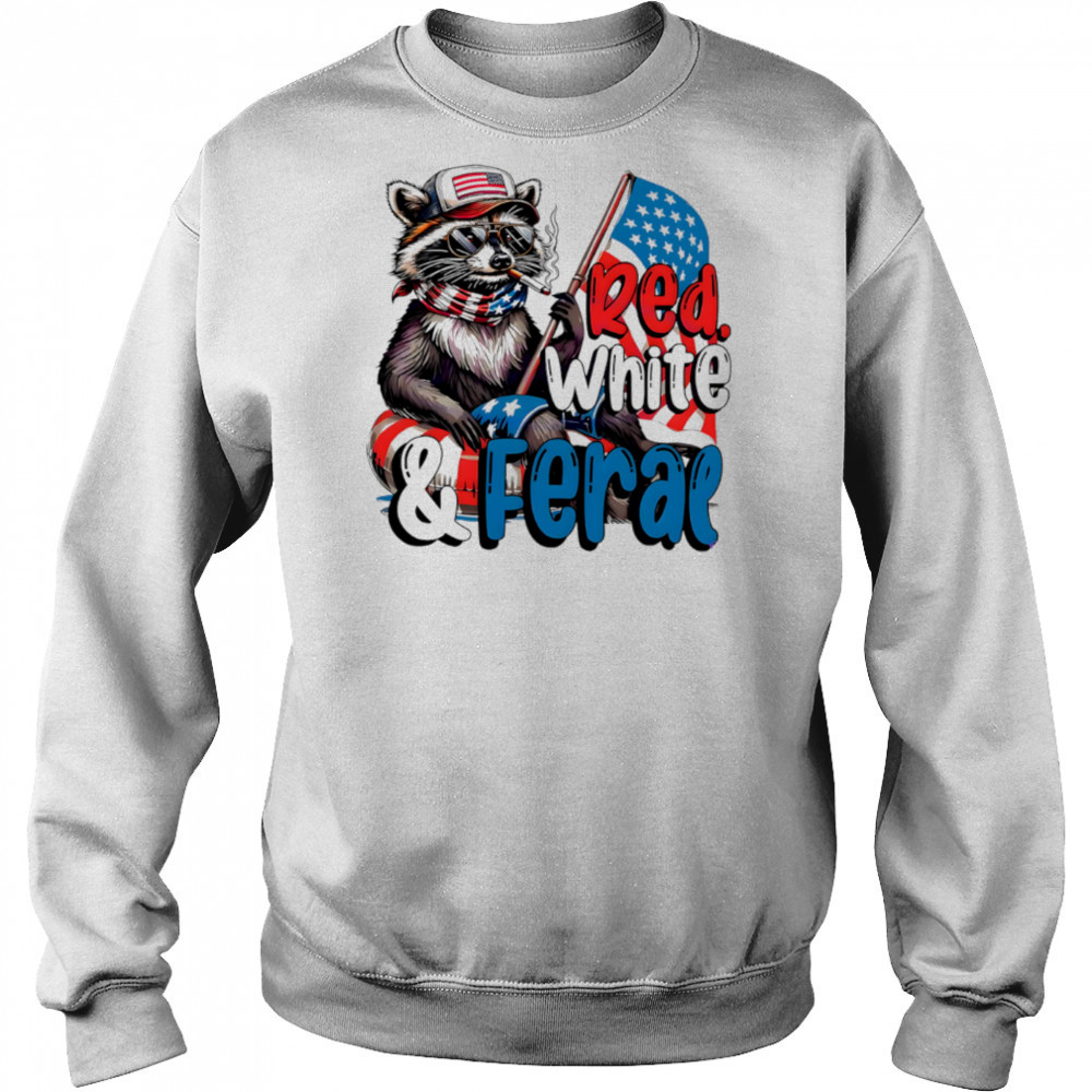 Red White And Feral Baby Raccoon shirt Hoodie