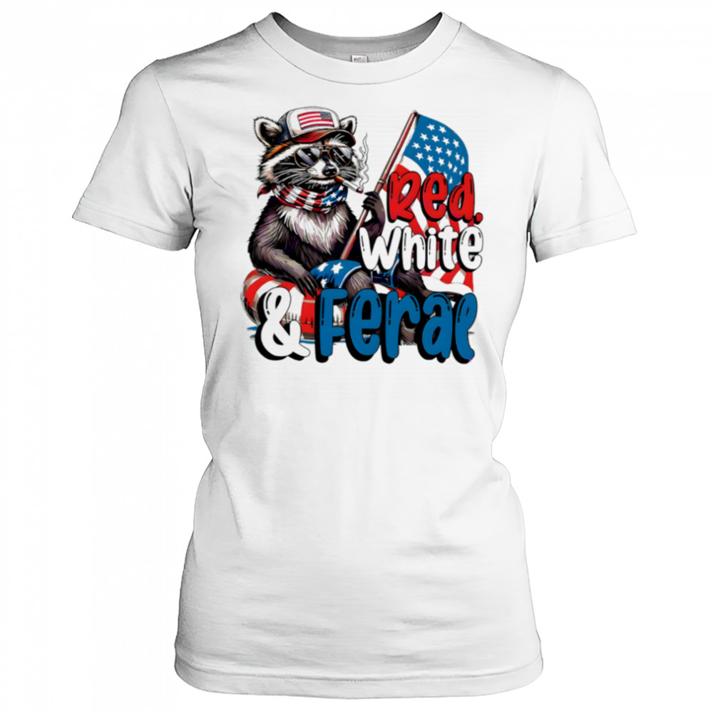 Red White And Feral Baby Raccoon shirt Women's T-shirt
