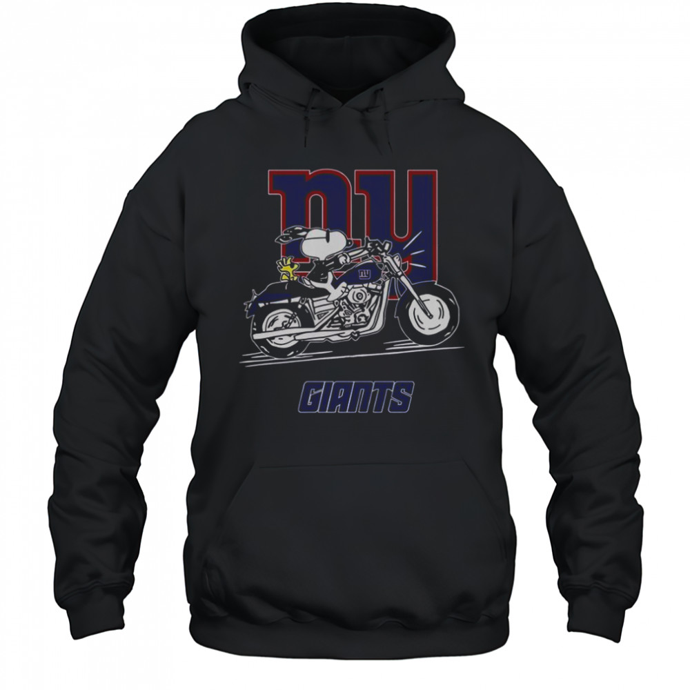 Snoopy And Woodstock Driving Motorbike New York Giants T-Shirt Hoodie