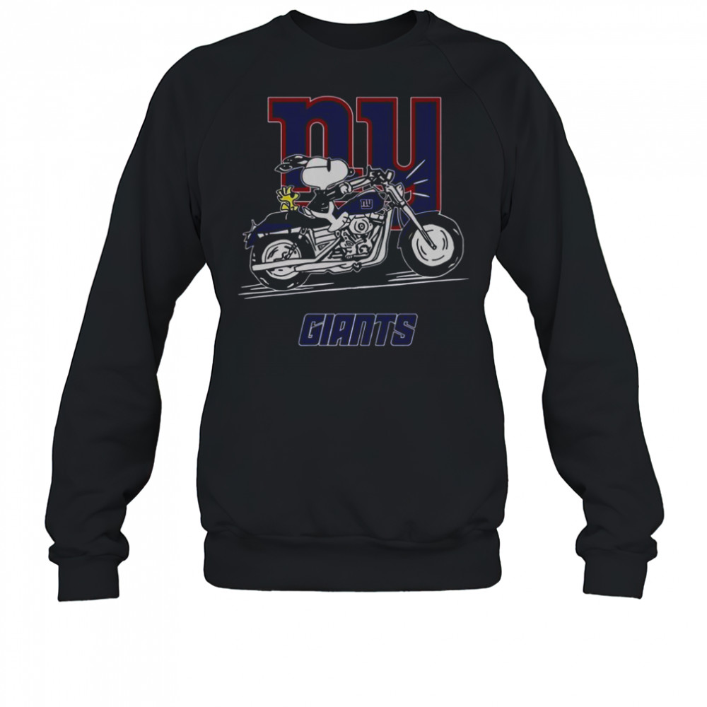 Snoopy And Woodstock Driving Motorbike New York Giants T-Shirt Sweatshirt