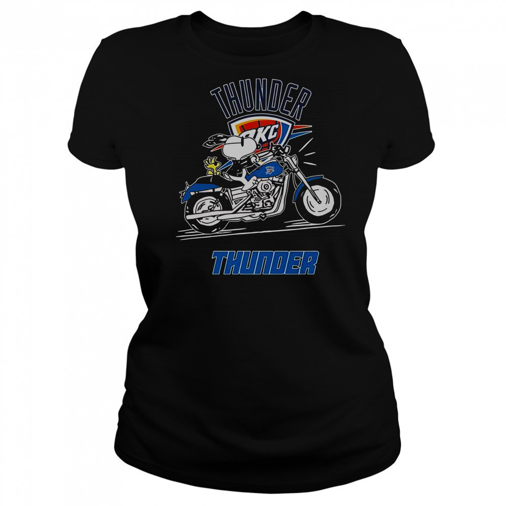 Snoopy And Woodstock Driving Motorbike Oklahoma City Thunder T-Shirt Women's T-shirt