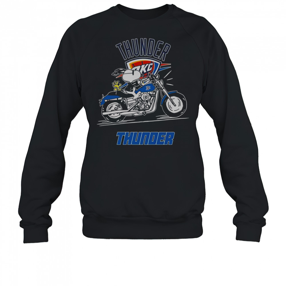 Snoopy And Woodstock Driving Motorbike Oklahoma City Thunder T-Shirt Sweatshirt
