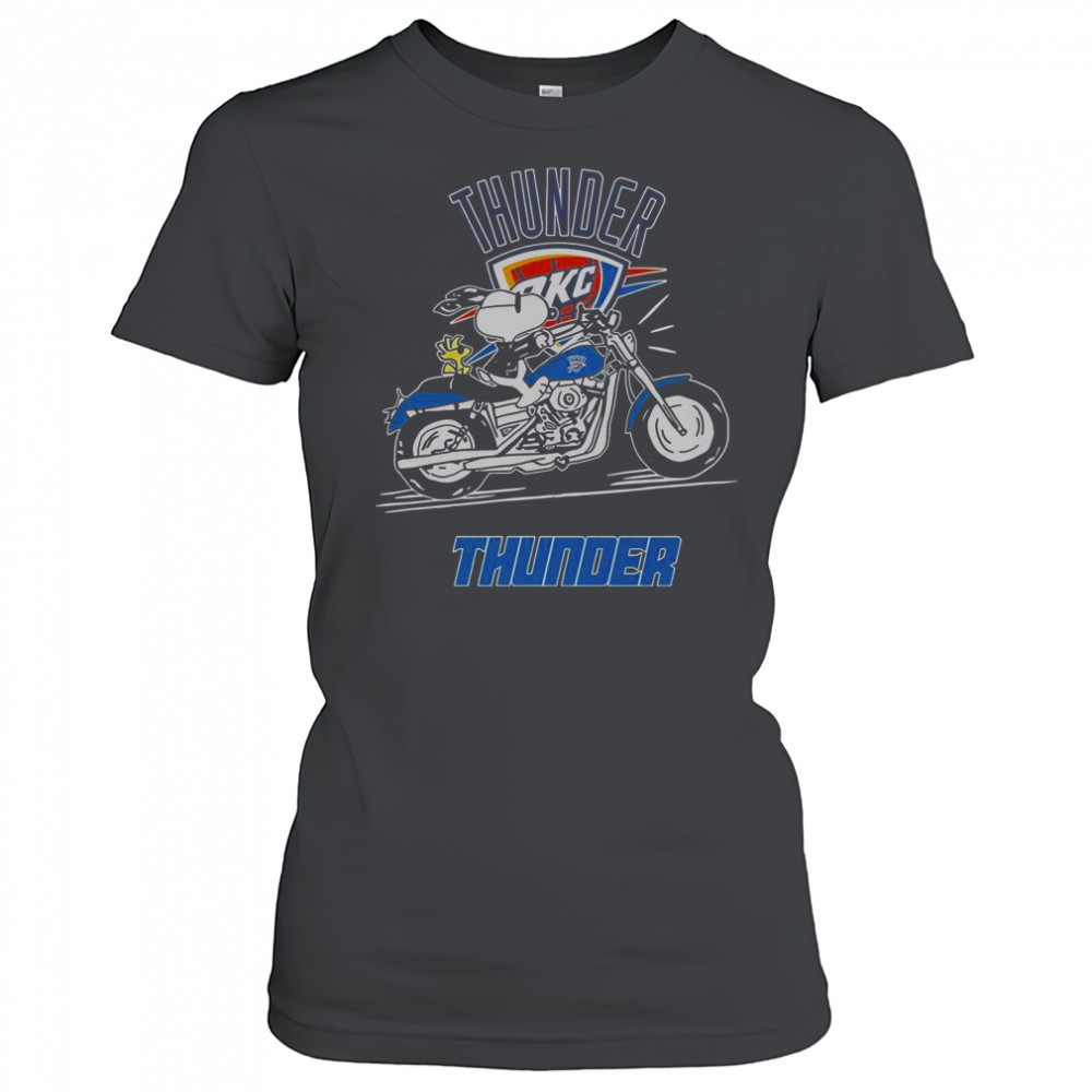 Snoopy And Woodstock Driving Motorbike Oklahoma City Thunder T-Shirt Women's T-shirt