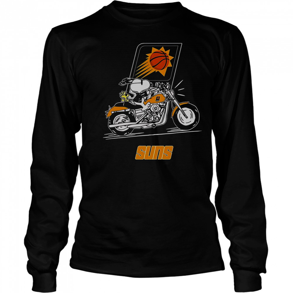 Snoopy And Woodstock Driving Motorbike Phoenix Suns T-Shirt Long Sleeved
