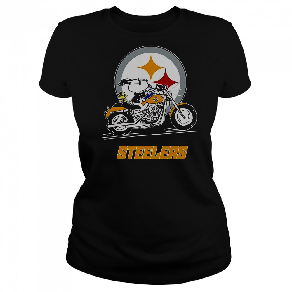 Snoopy And Woodstock Driving Motorbike Pittsburgh Steelers T-Shirt Women's T-shirt
