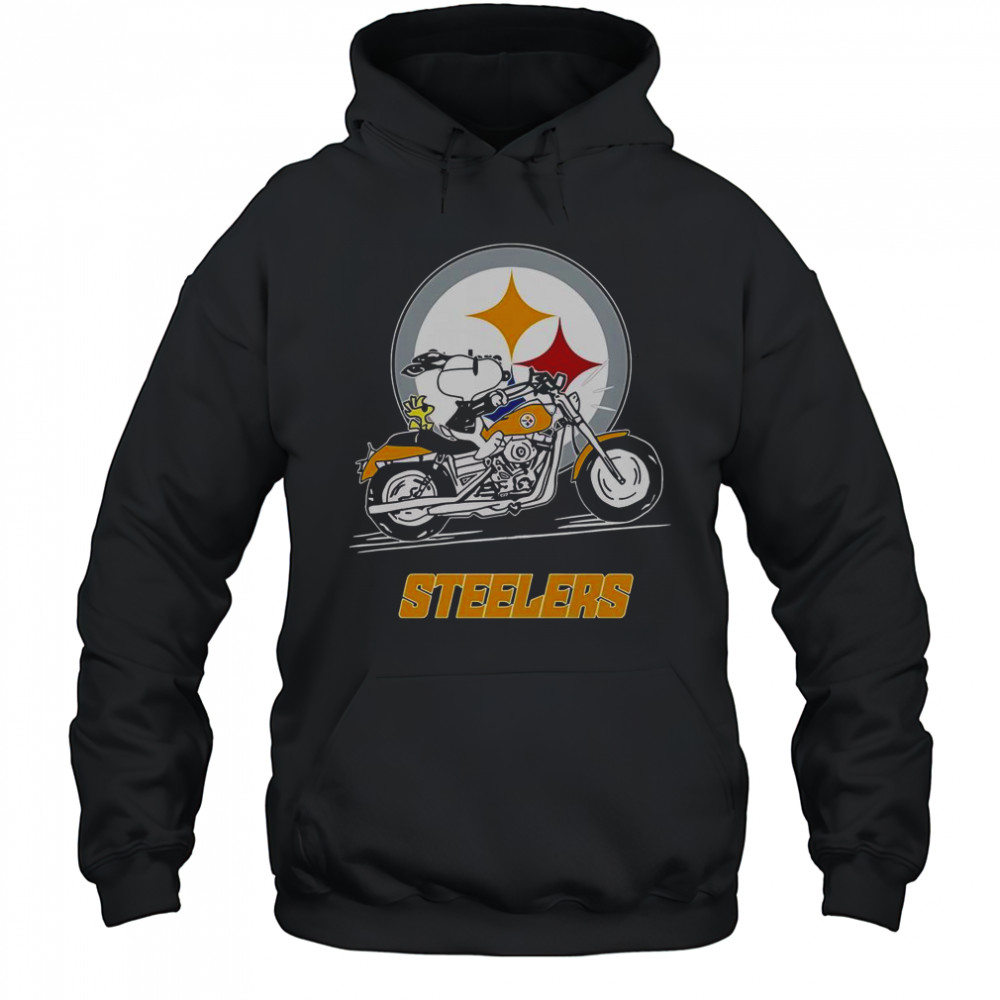 Snoopy And Woodstock Driving Motorbike Pittsburgh Steelers T-Shirt Hoodie