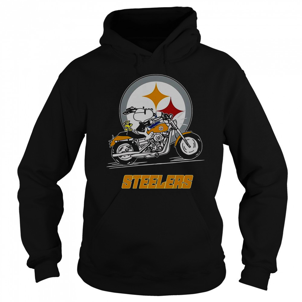 Snoopy And Woodstock Driving Motorbike Pittsburgh Steelers T-Shirt Sweatshirt