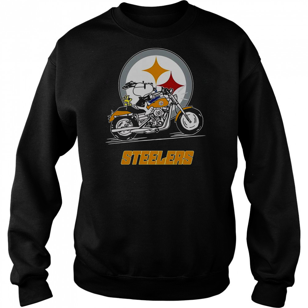 Snoopy And Woodstock Driving Motorbike Pittsburgh Steelers T-Shirt Hoodie