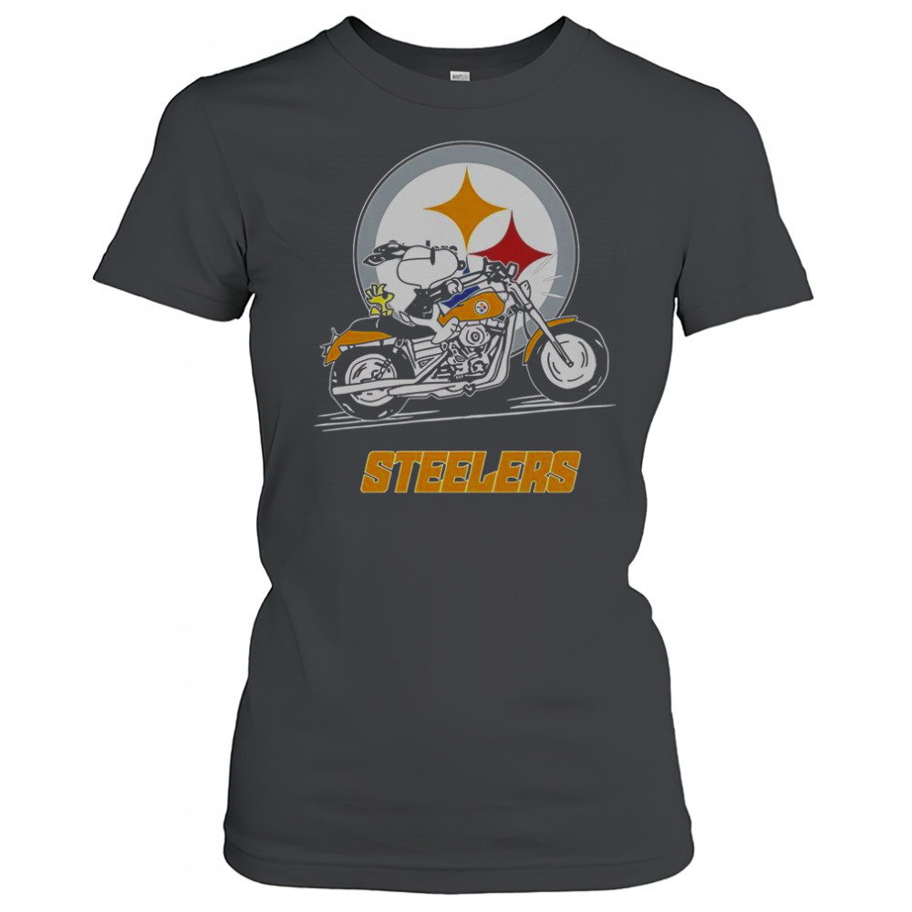 Snoopy And Woodstock Driving Motorbike Pittsburgh Steelers T-Shirt Women's T-shirt
